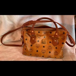 Vintage Auth MCM Visetos Leather 2Way Boston Bag